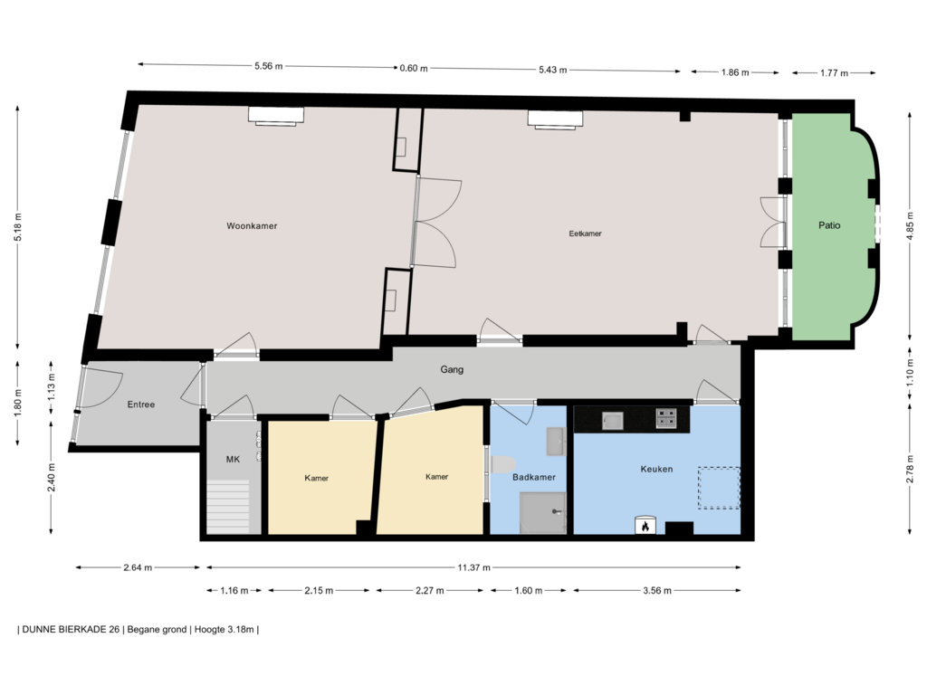 View floorplan of First floor of Dunne Bierkade 26