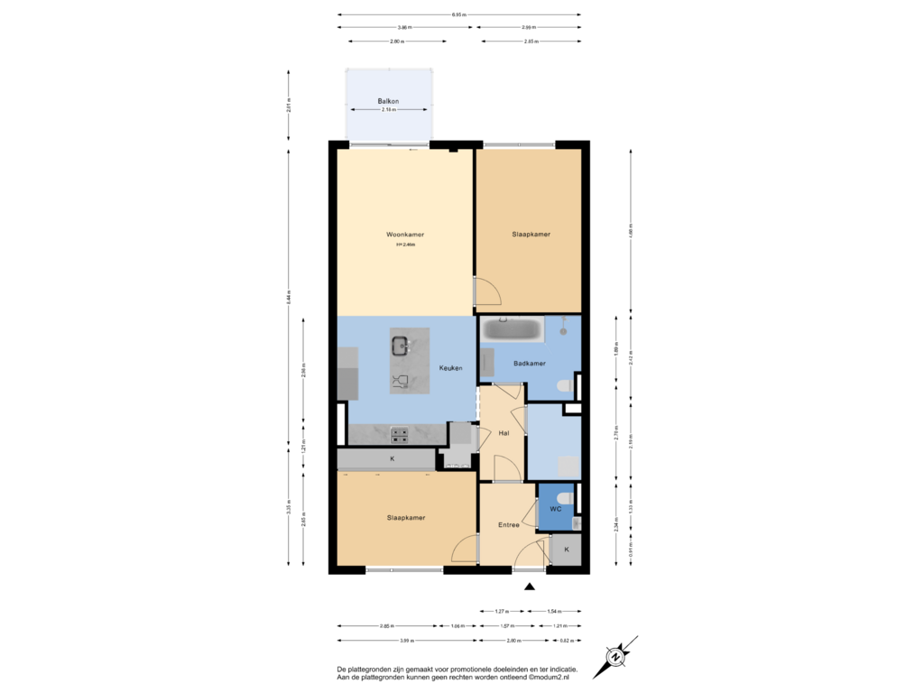 Bekijk plattegrond van 2e Verdieping van Rijswijkse Landingslaan 266