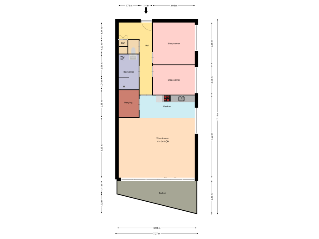 View floorplan of Appartement of Salsastraat 163