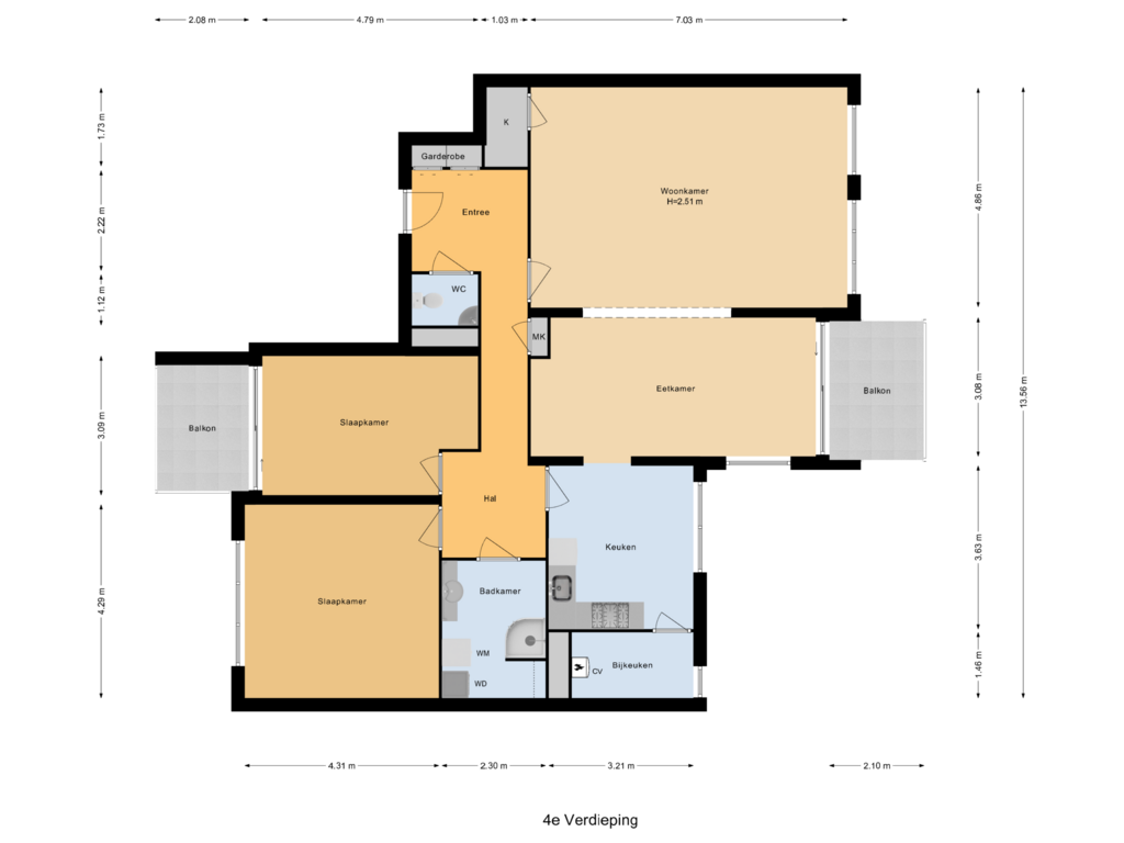 Bekijk plattegrond van 4e Verdieping van Vosselmanstraat 197