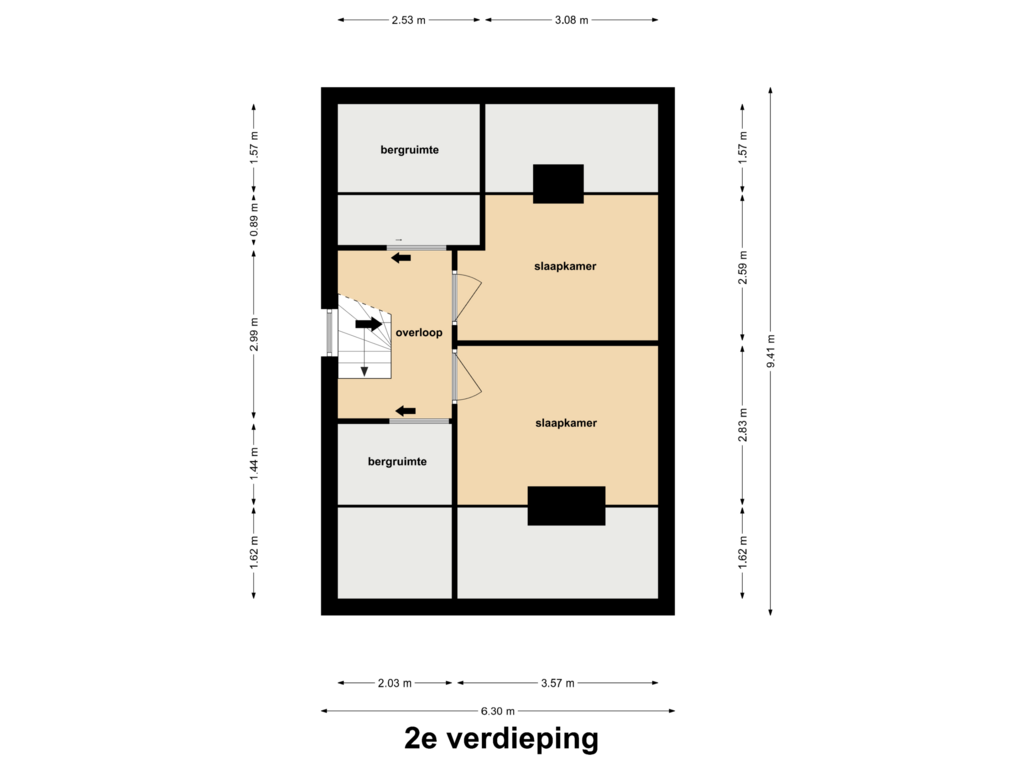 Bekijk plattegrond van 2e Verdieping van Leopold Haffmansstraat 56