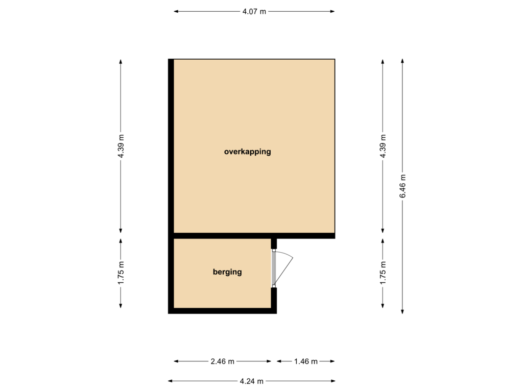 Bekijk plattegrond van Berging + Overkapping van Leopold Haffmansstraat 56