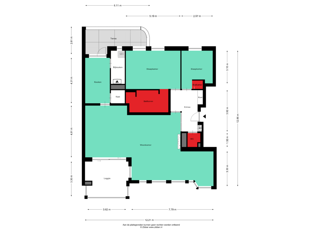 Bekijk plattegrond van Appartement van Raadhuislaan 1-C