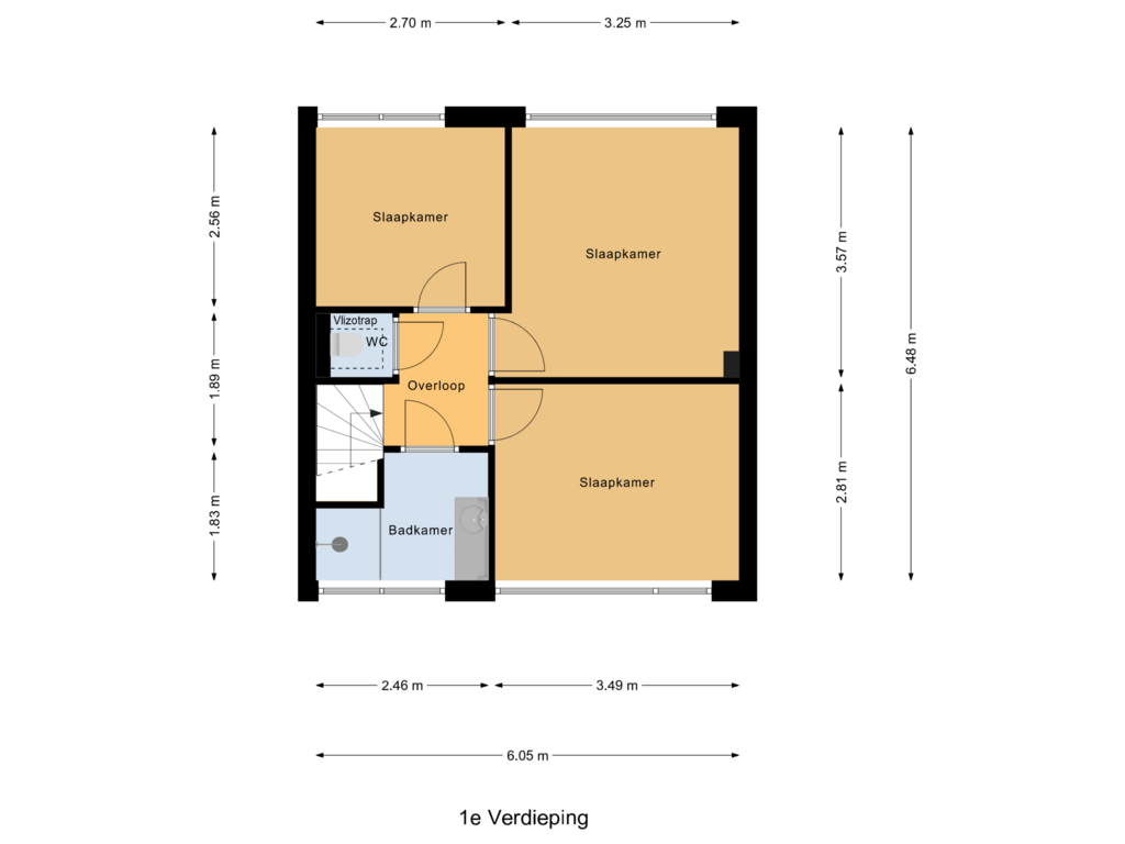 Bekijk plattegrond van 1e Verdieping van Hemstraat 22