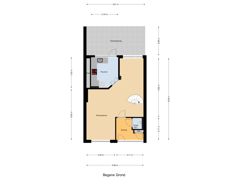 Bekijk plattegrond van Begane Grond van Voorstad 57