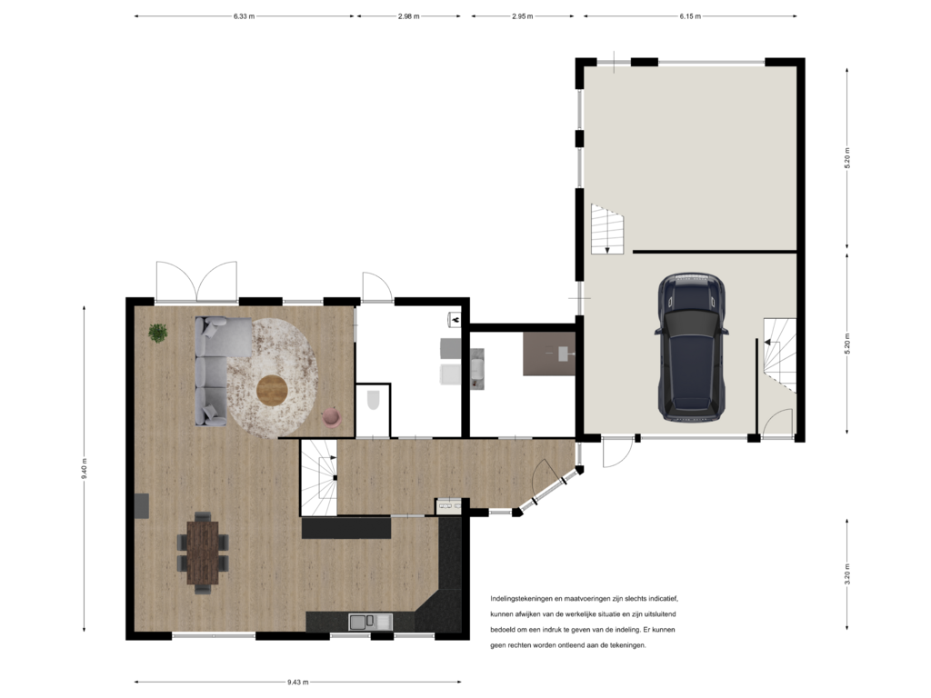 View floorplan of begane grond of Kanaalweg Oostzijde 166