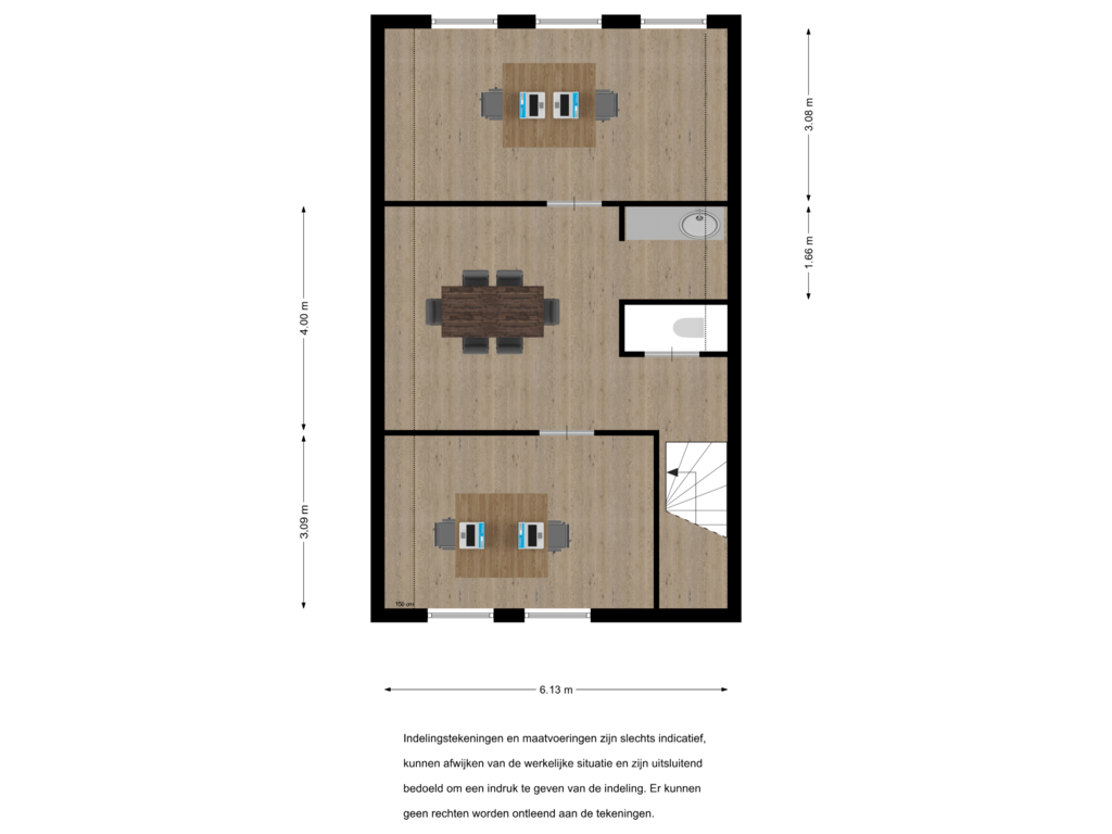 View floorplan of verdieping bijgebouw of Kanaalweg Oostzijde 166