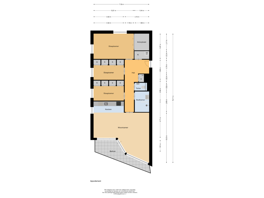 View floorplan of Appartement of Begijnenweide 114