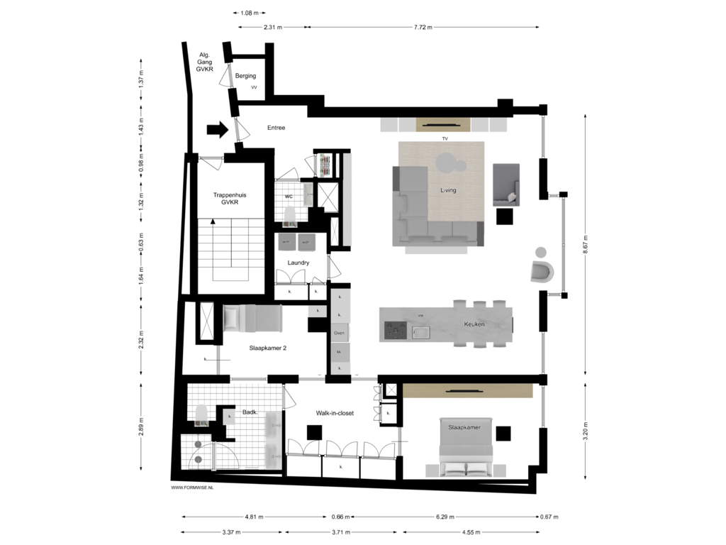 Bekijk plattegrond van 3e VERDIEPING van Dam 5-H