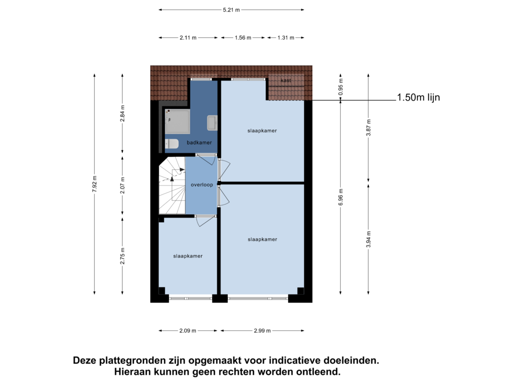 Bekijk plattegrond van Eerste Verdieping van Zwanebloemstraat 9