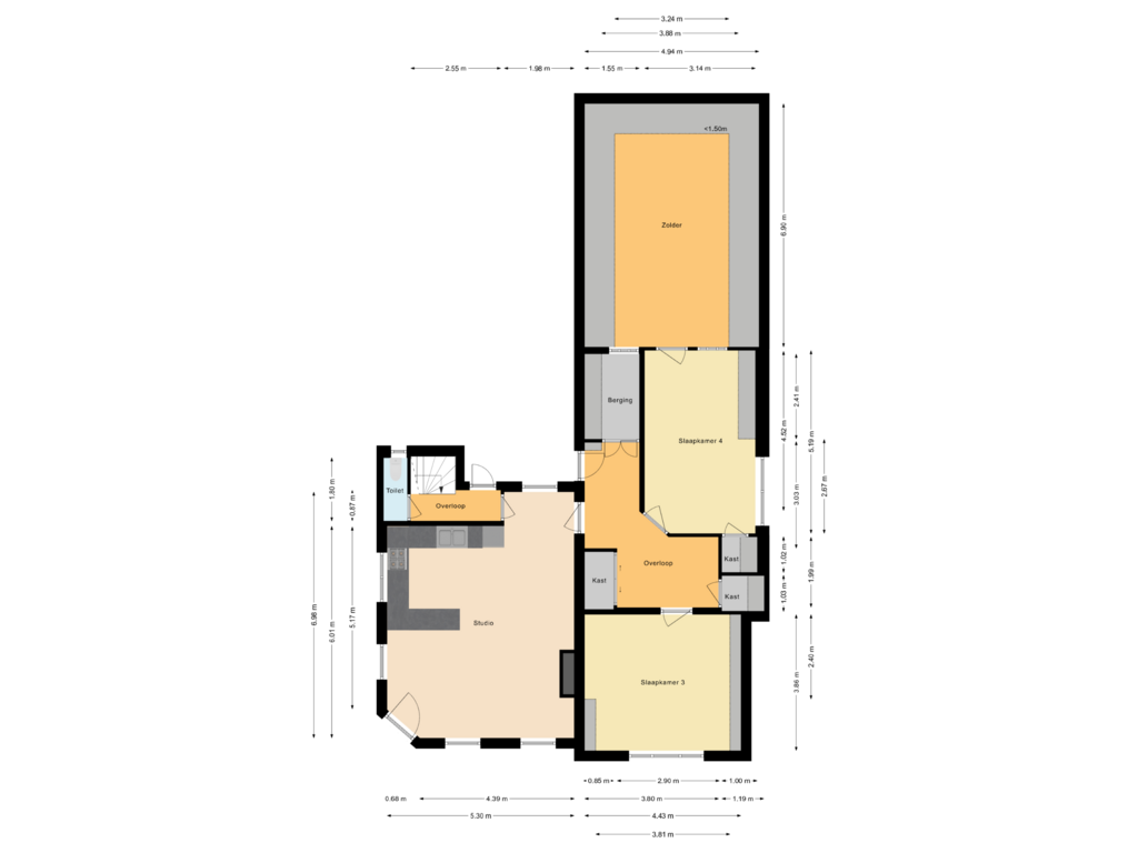 Bekijk plattegrond van Eerste Verdieping van Oosterhoutstraat 11