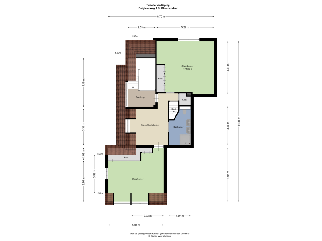 Bekijk plattegrond van Tweede verdieping van Potgieterweg 1-B