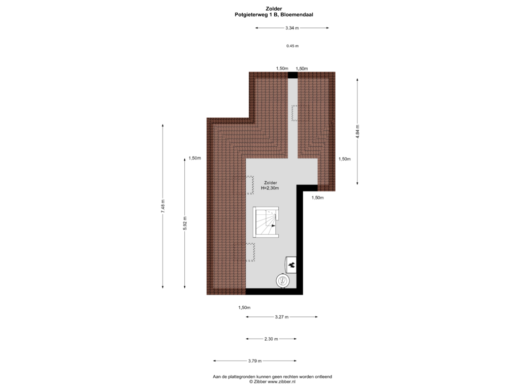 Bekijk plattegrond van Zolder van Potgieterweg 1-B