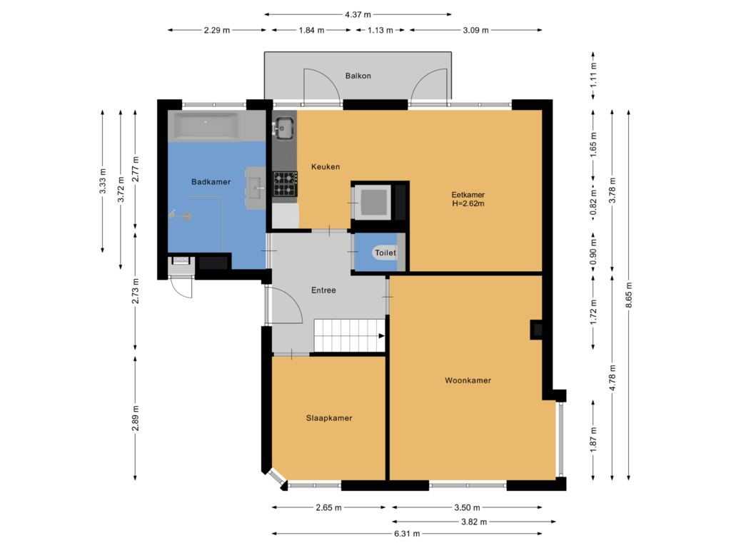 View floorplan of Appartement of Anthony Fokkerweg 182