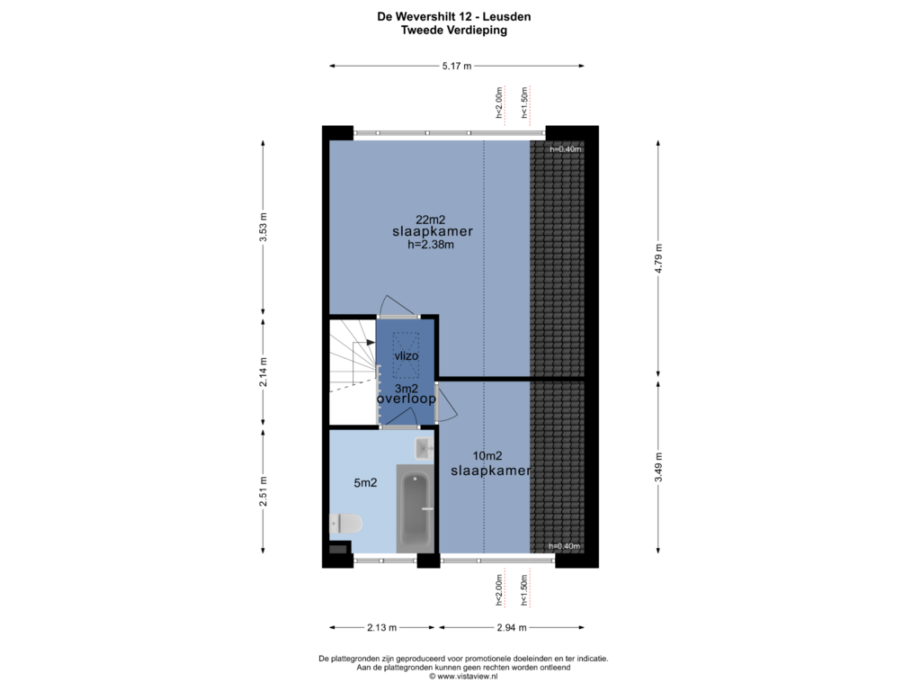 Bekijk plattegrond van TWEEDE VERDIEPING van De Wevershilt 12