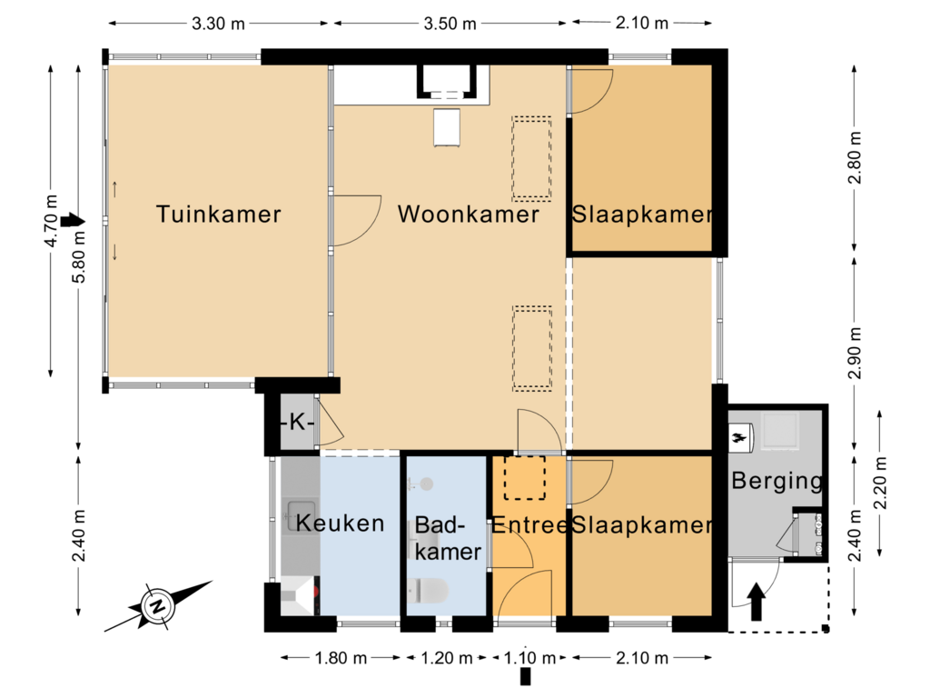 Bekijk plattegrond van Begane grond van Robbenoort 95