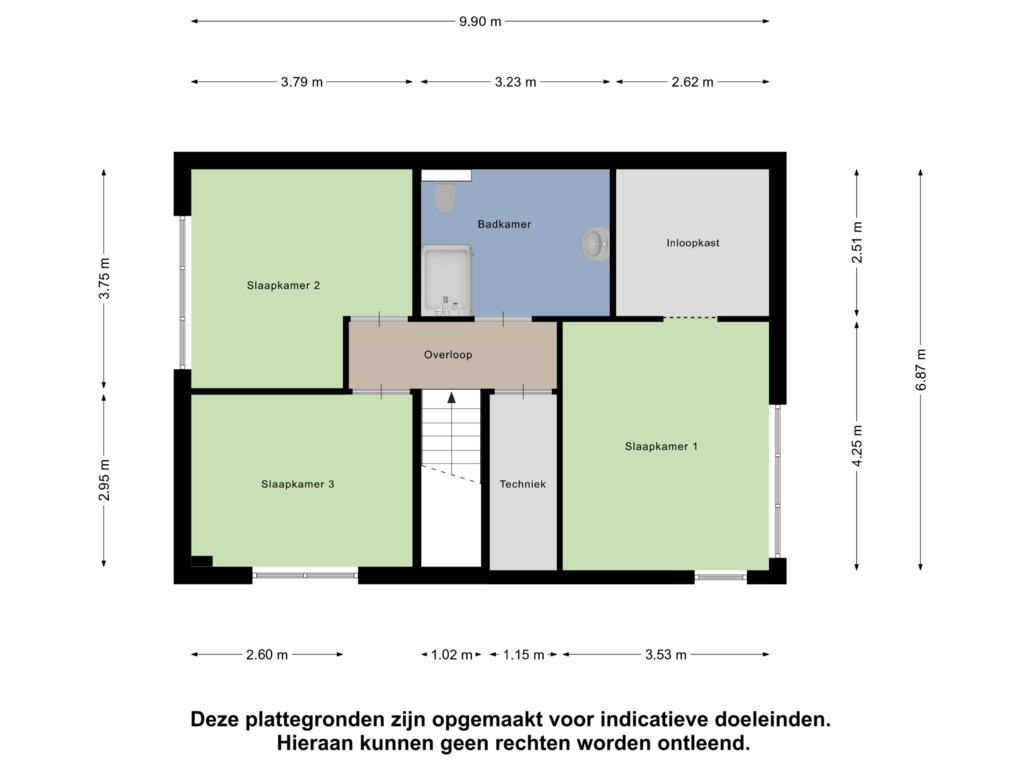 View floorplan of Eerste Verdieping of Zonneweide | Gezinswoning (Bouwnr. 227)