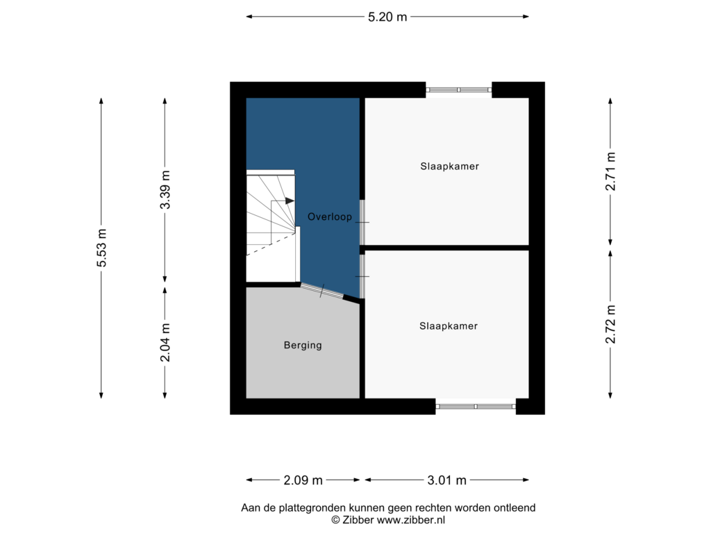 View floorplan of Tweede Verdieping of Zuster Reichertstraat 38