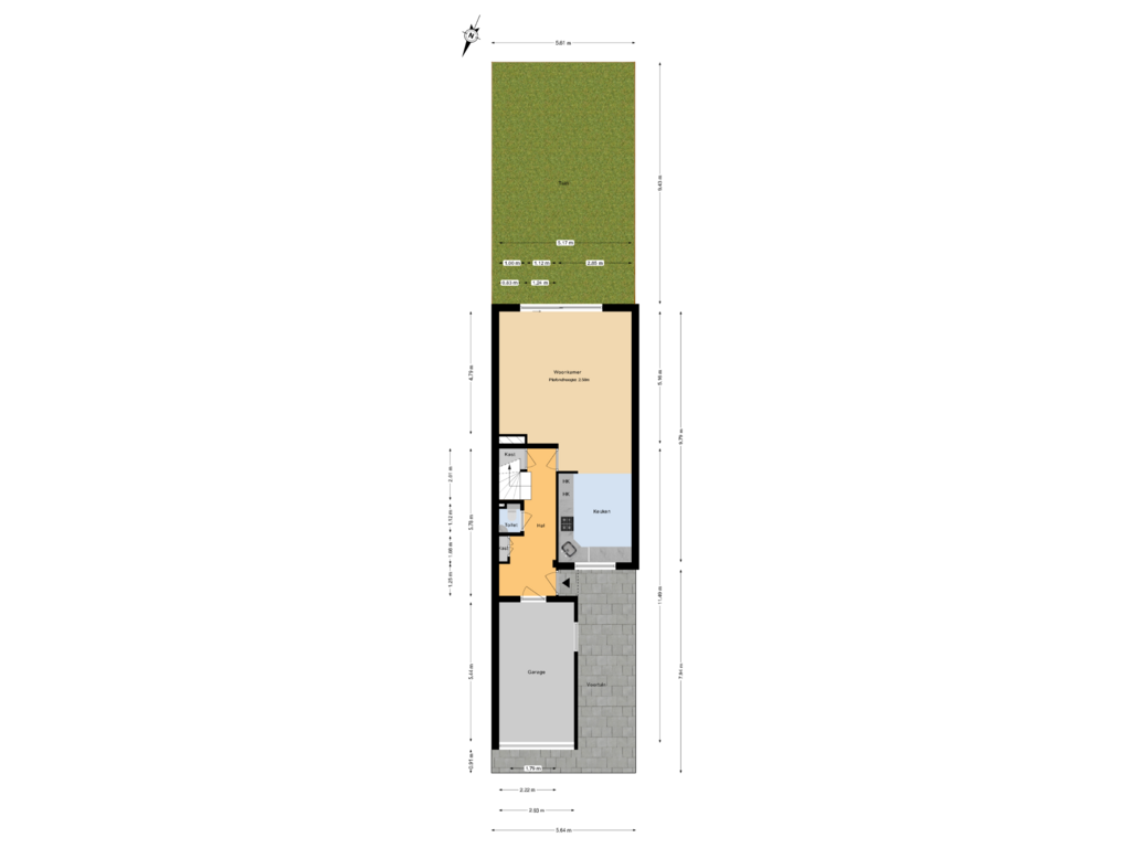 Bekijk plattegrond van Begane grond tuin van Koggeschip 54