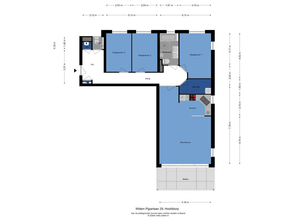 View floorplan of Appartement of Willem Pijperlaan 29