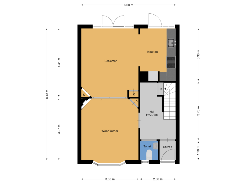 Bekijk plattegrond van Begane grond van Ruysdaellaan 27