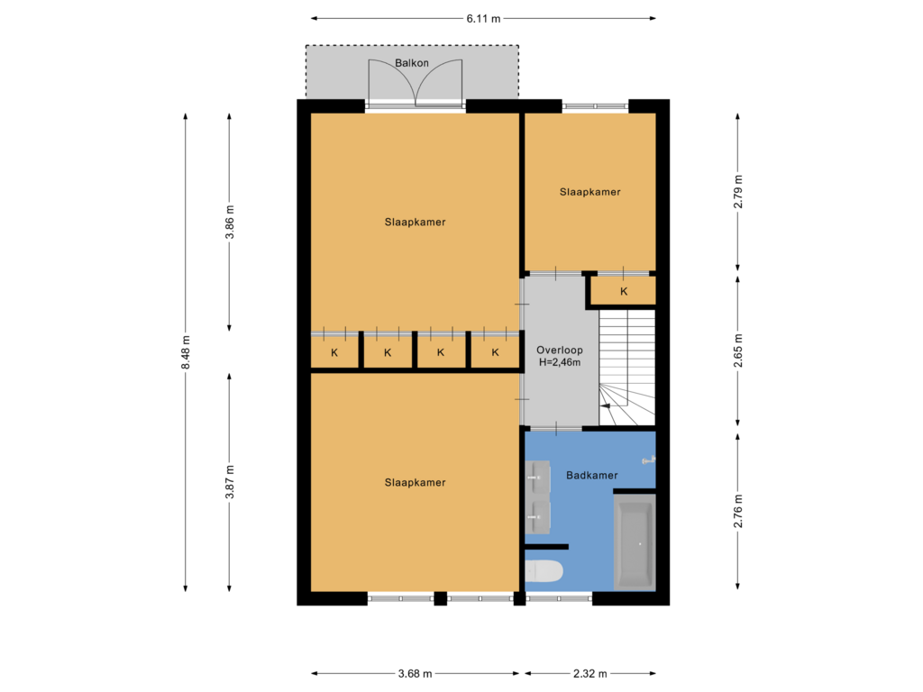 Bekijk plattegrond van Eerste verdieping van Ruysdaellaan 27