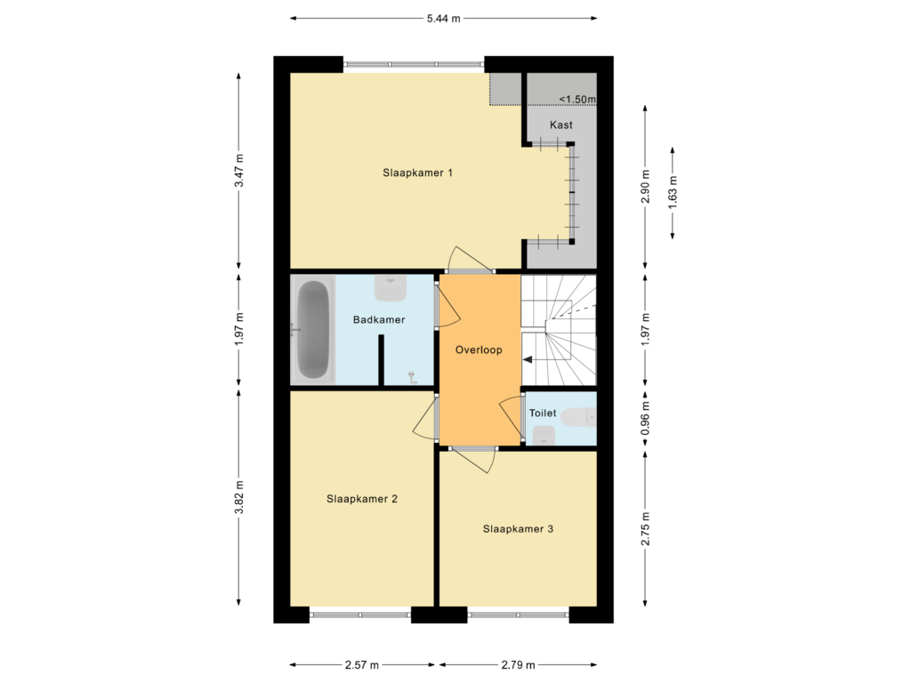 View floorplan of Eerste verdieping of Karperstraat 140