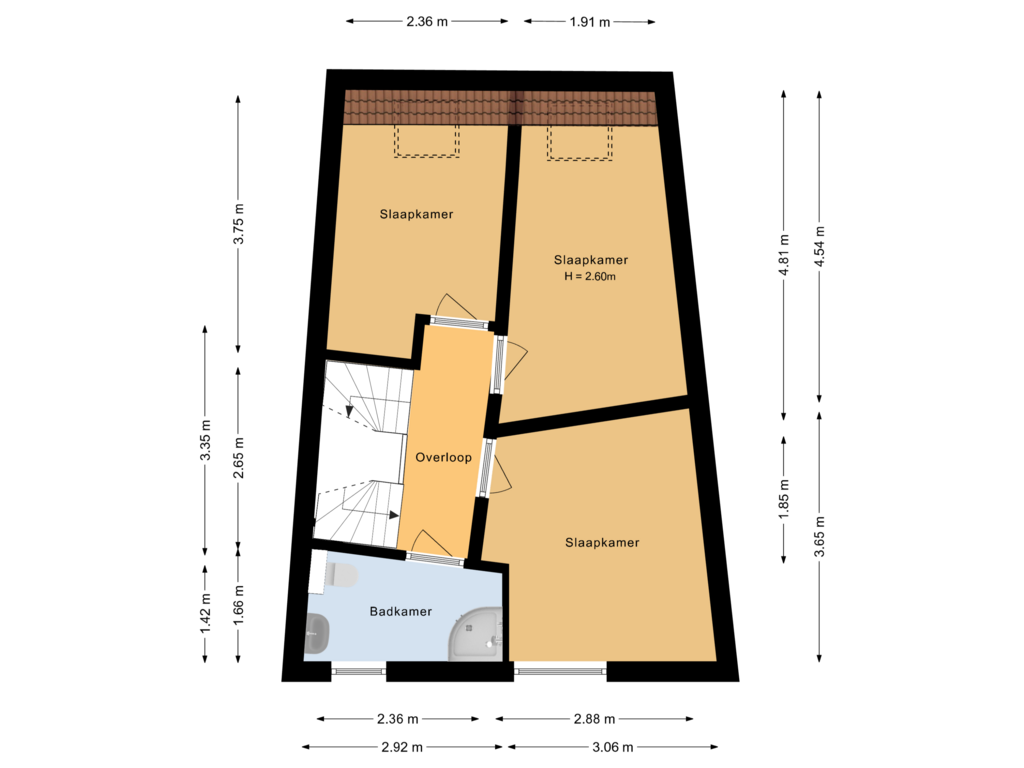 View floorplan of  Eerste verdieping of Parnassialaan 132