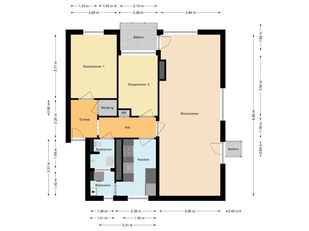 View floorplan of Appartement of Rijnmond 110