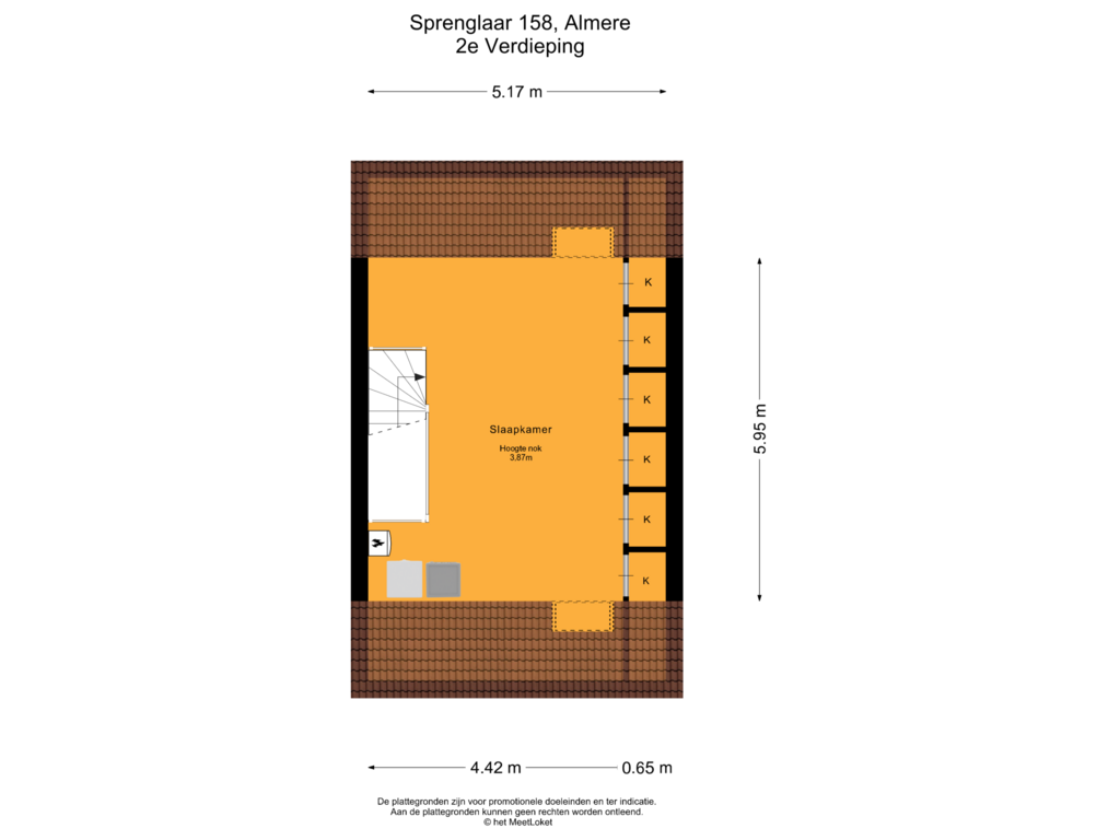 Bekijk plattegrond van 2e Verdieping van Sprenglaar 158