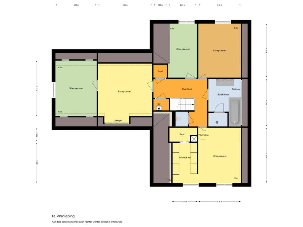 Bekijk plattegrond van 1e Verdieping van Oude Dordsedijk 45