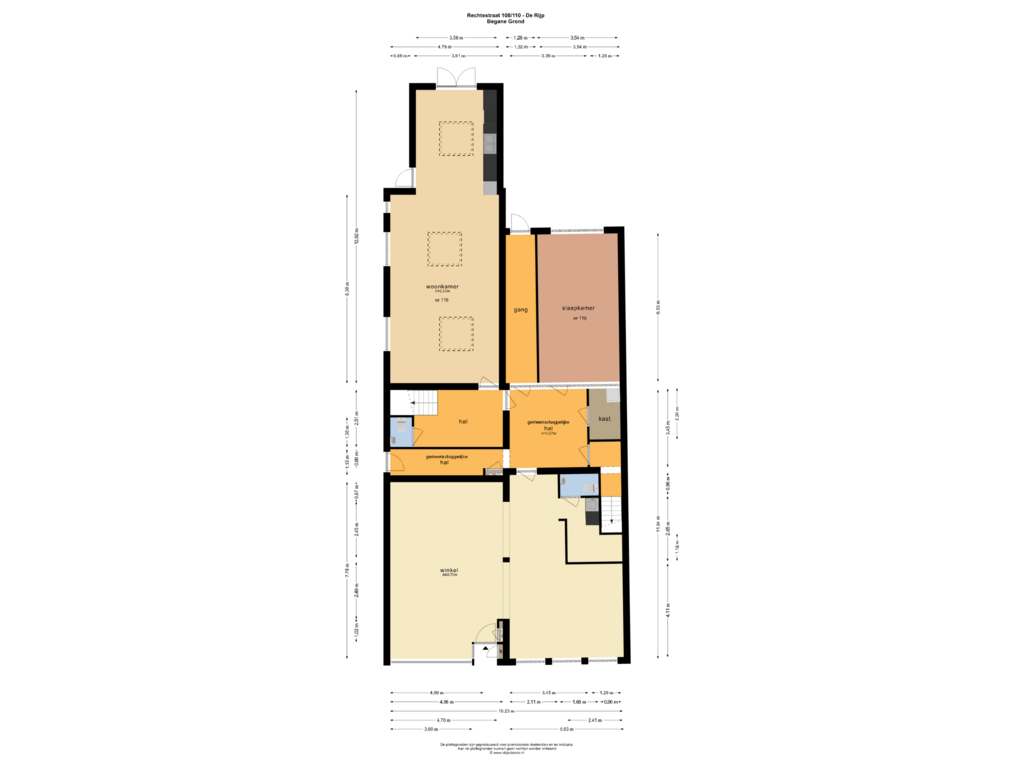 View floorplan of BEGANE GROND of Rechtestraat 110