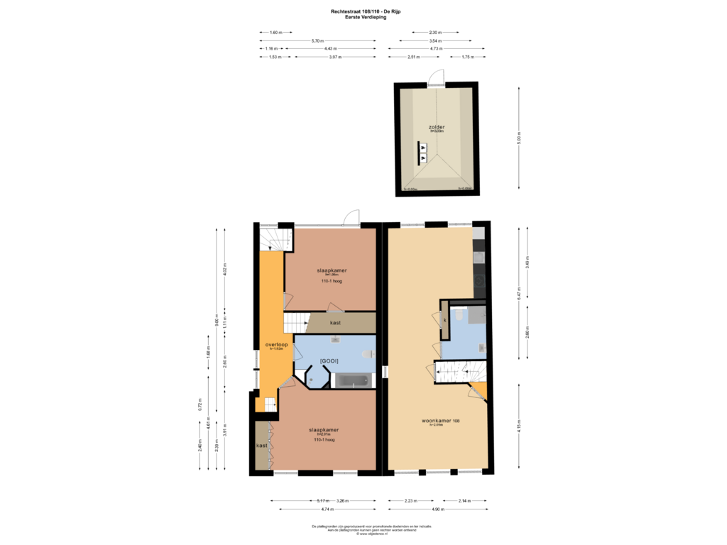 View floorplan of EERSTE VERDIEPING of Rechtestraat 110