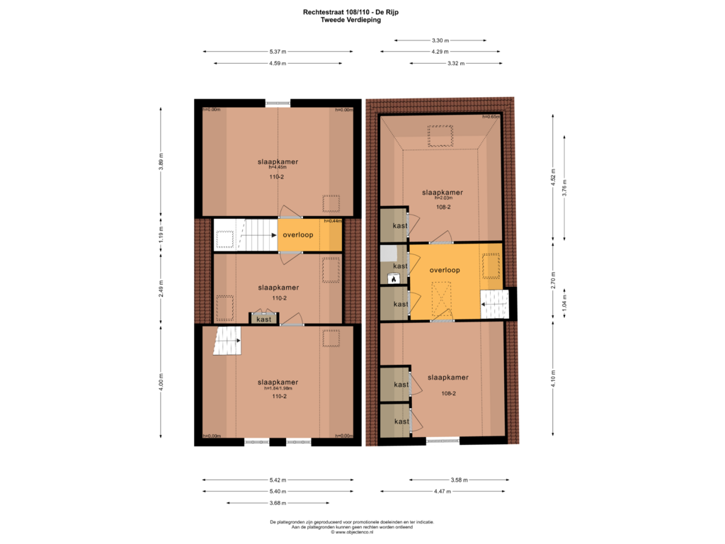 View floorplan of TWEEDE VERDIEPING of Rechtestraat 110