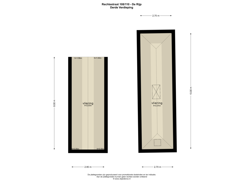 View floorplan of DERDE VERDIEPING of Rechtestraat 110