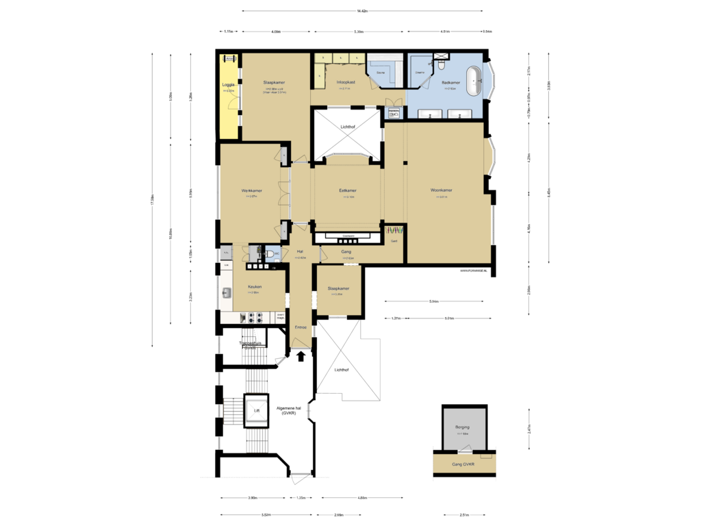 Bekijk plattegrond van 3e verdieping van De Lairessestraat 90-3R