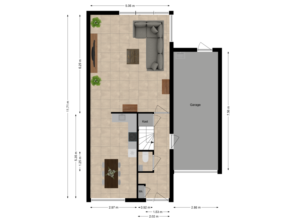 View floorplan of Begane grond of Oostkil 6