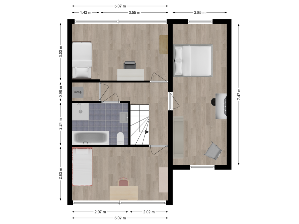 View floorplan of Eerste verdieping of Oostkil 6