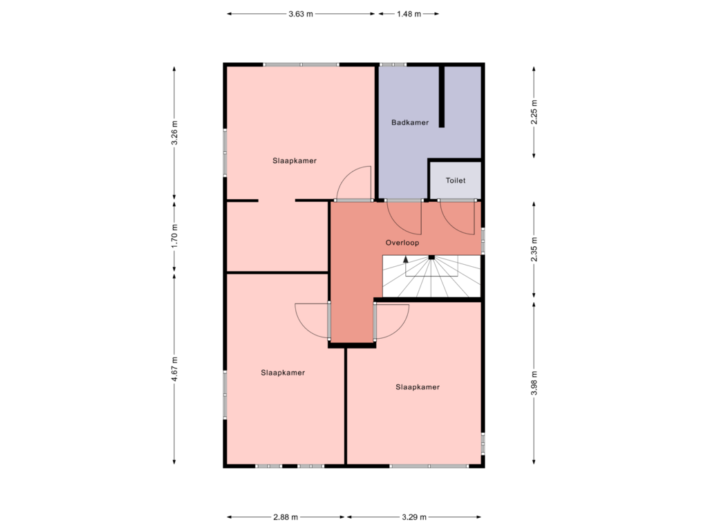 Bekijk plattegrond van 1e Verdieping van Meerweg 38-D