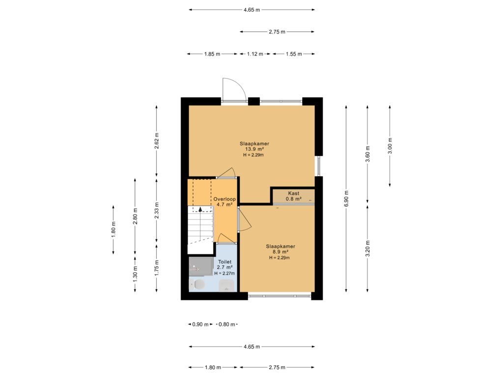 Bekijk plattegrond van 1e verdieping		 van Wolfsbergenweg 36