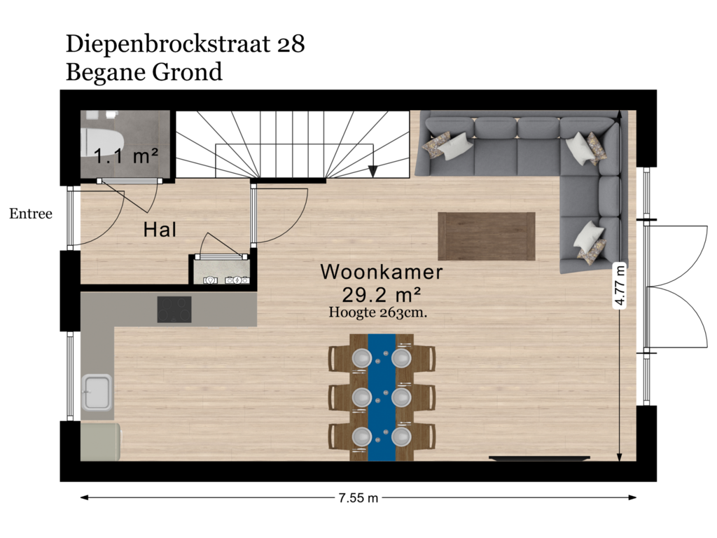 Bekijk plattegrond van Begane Grond van Diepenbrockstraat 28