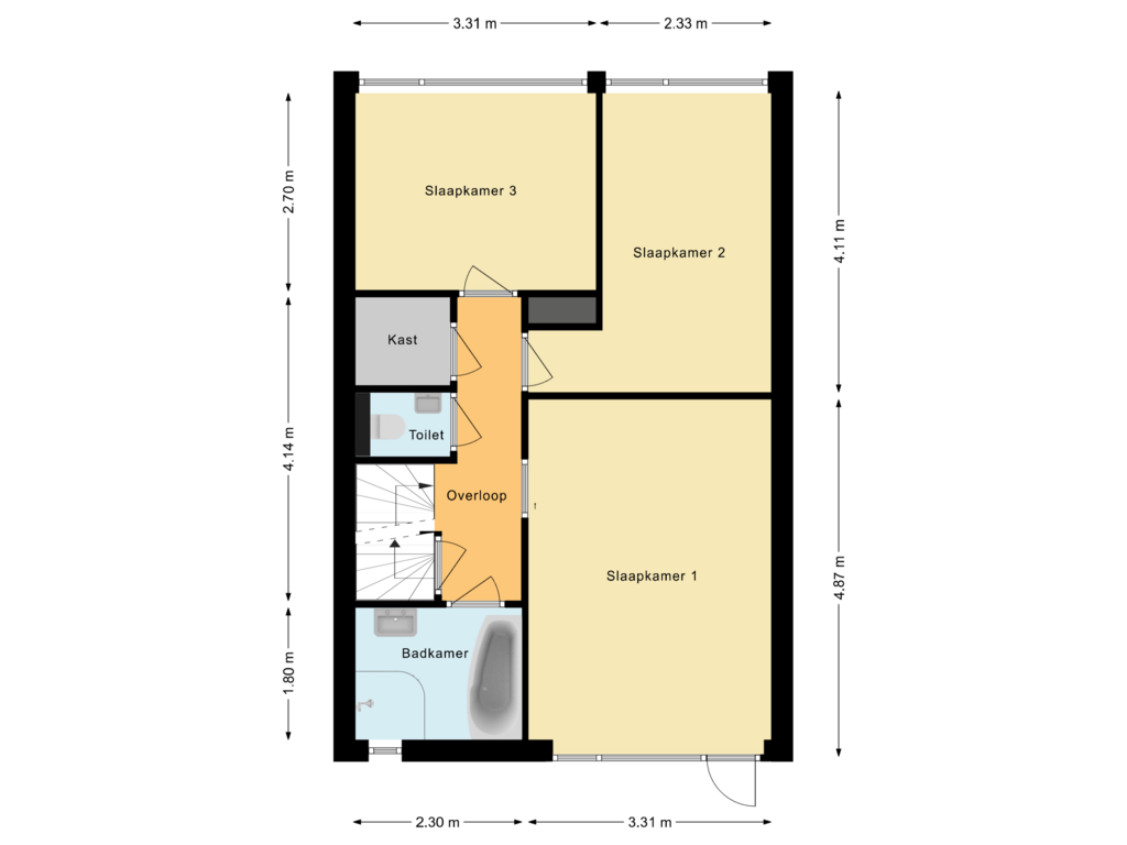 Bekijk plattegrond van Eerste Verdieping van Kerkstraat 8