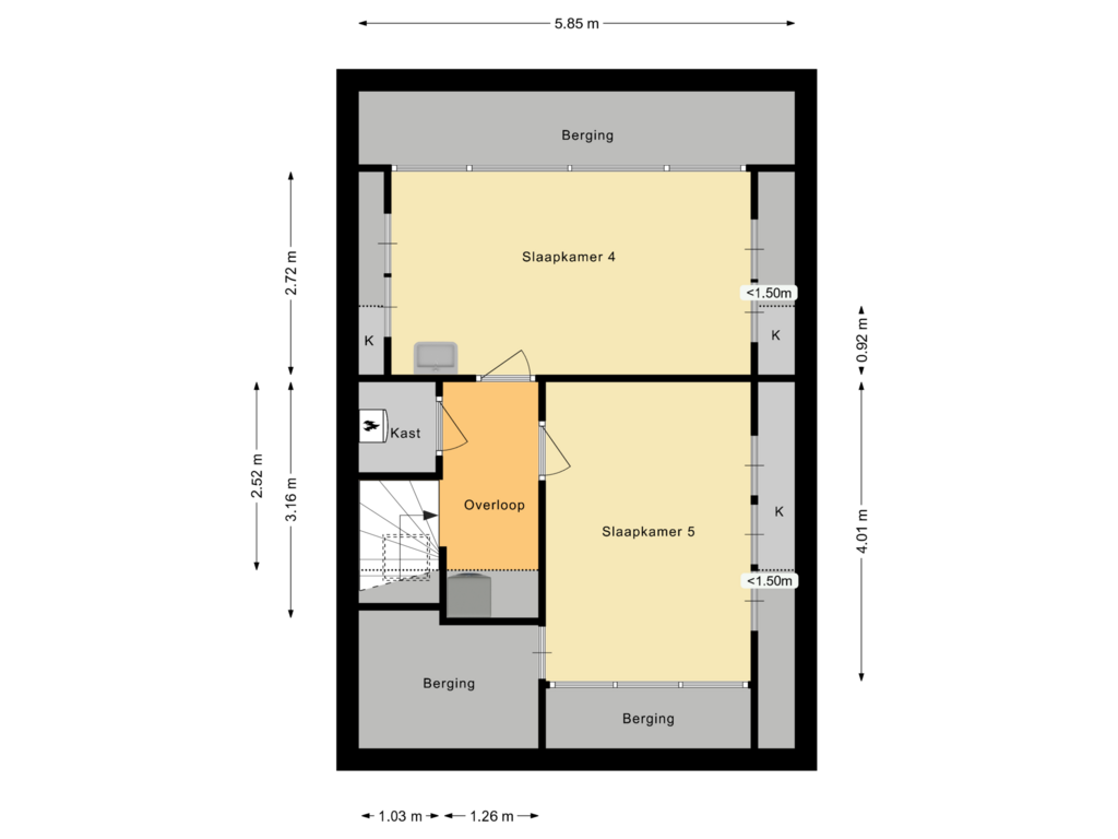 Bekijk plattegrond van Tweede Verdieping van Kerkstraat 8