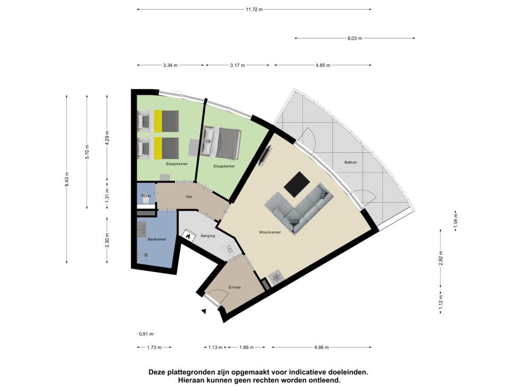 View floorplan of Appartement of Spijkerboorweg 457