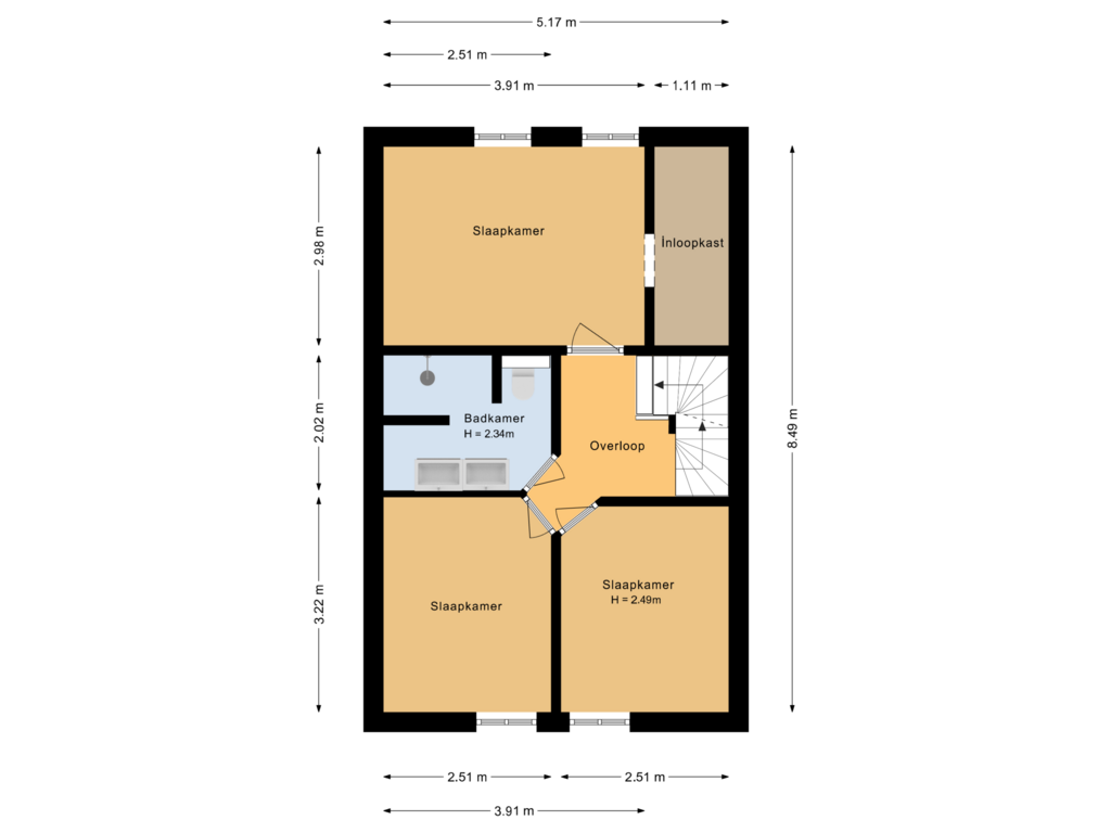 View floorplan of Eerste verdieping of Heerkensmarke 15