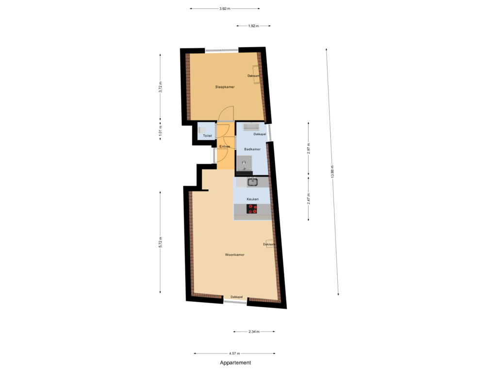 Bekijk plattegrond van Appartement van Naaierstraat 10-A