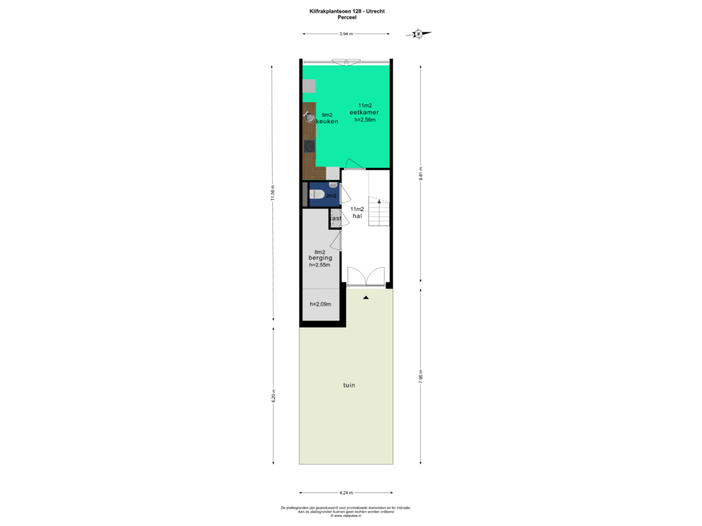 Bekijk plattegrond van PERCEEL van Klifrakplantsoen 128