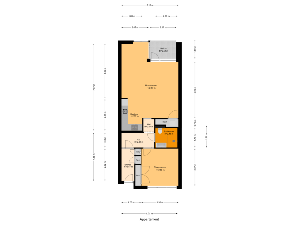 Bekijk plattegrond van Appartement van Rietzangerstraat 53