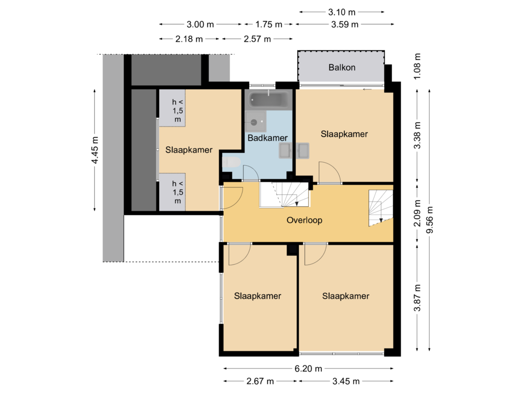 Bekijk plattegrond van Verdieping 1 van Spoorlaan 19