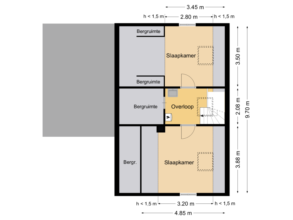 Bekijk plattegrond van Verdieping 2 van Spoorlaan 19